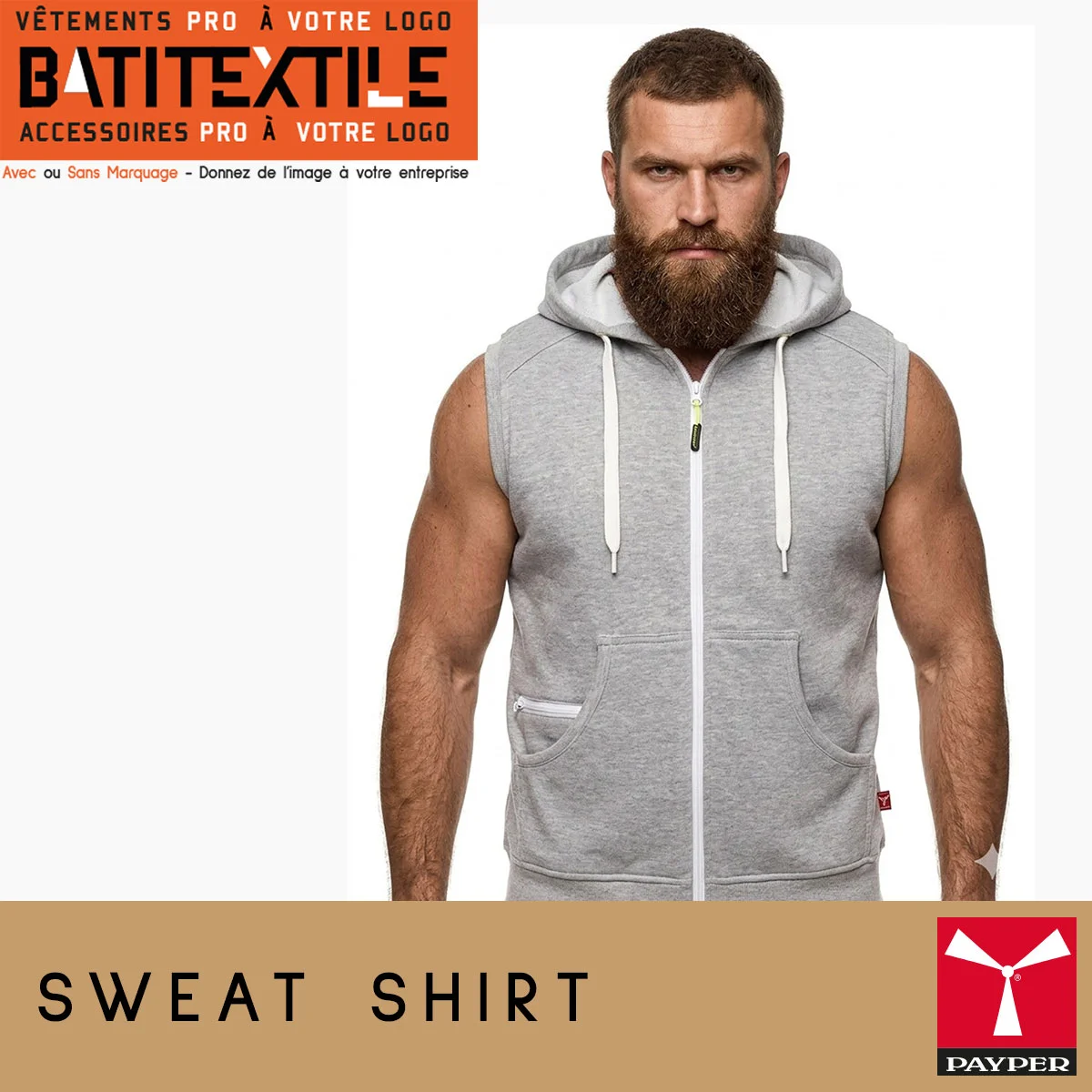 SWEAT-SHIRTS HOMME BOXER AVEC CAPUCHE 260 GR-BOXER+ MELANGE