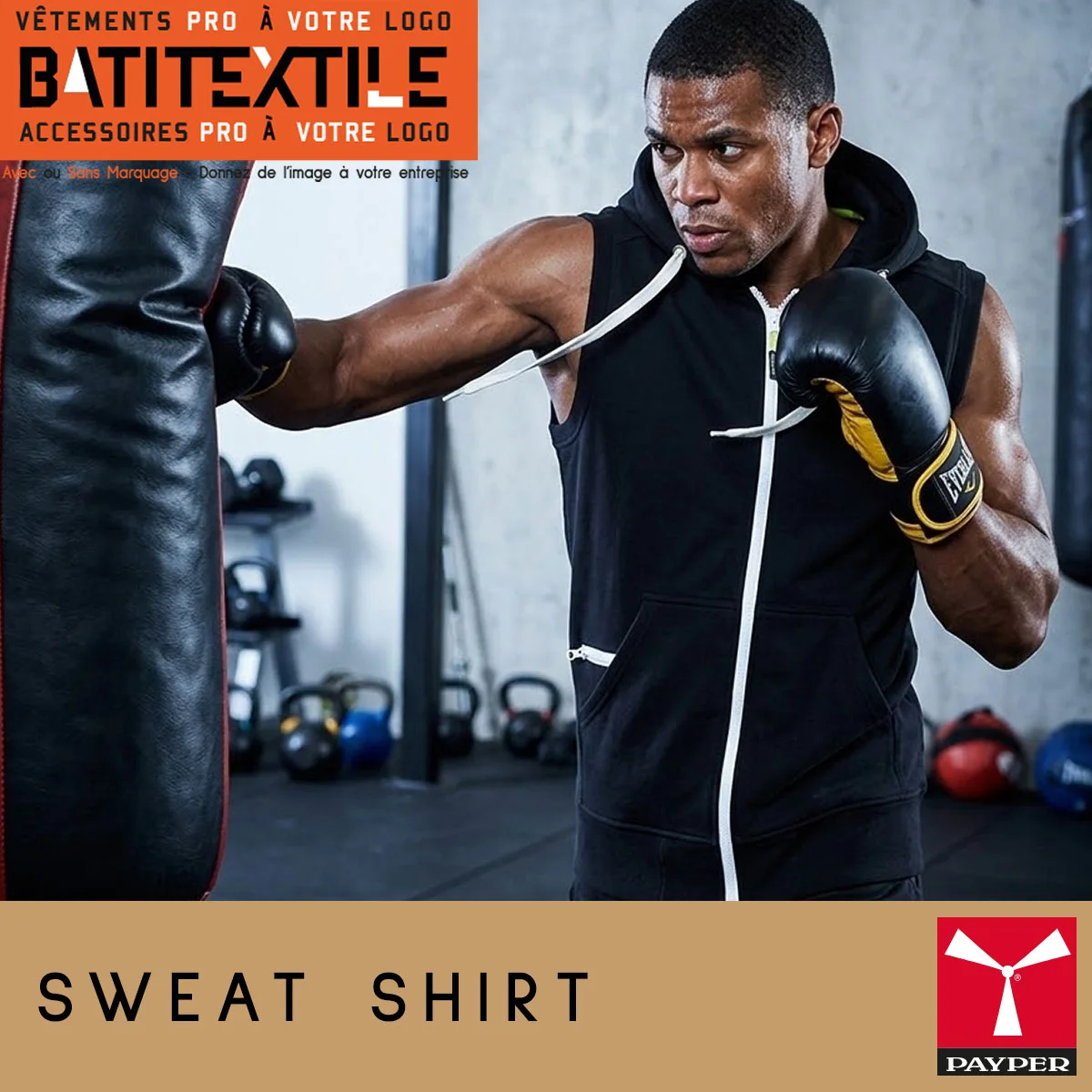 SWEAT-SHIRTS HOMME BOXER AVEC CAPUCHE 260 GR-BOXER+