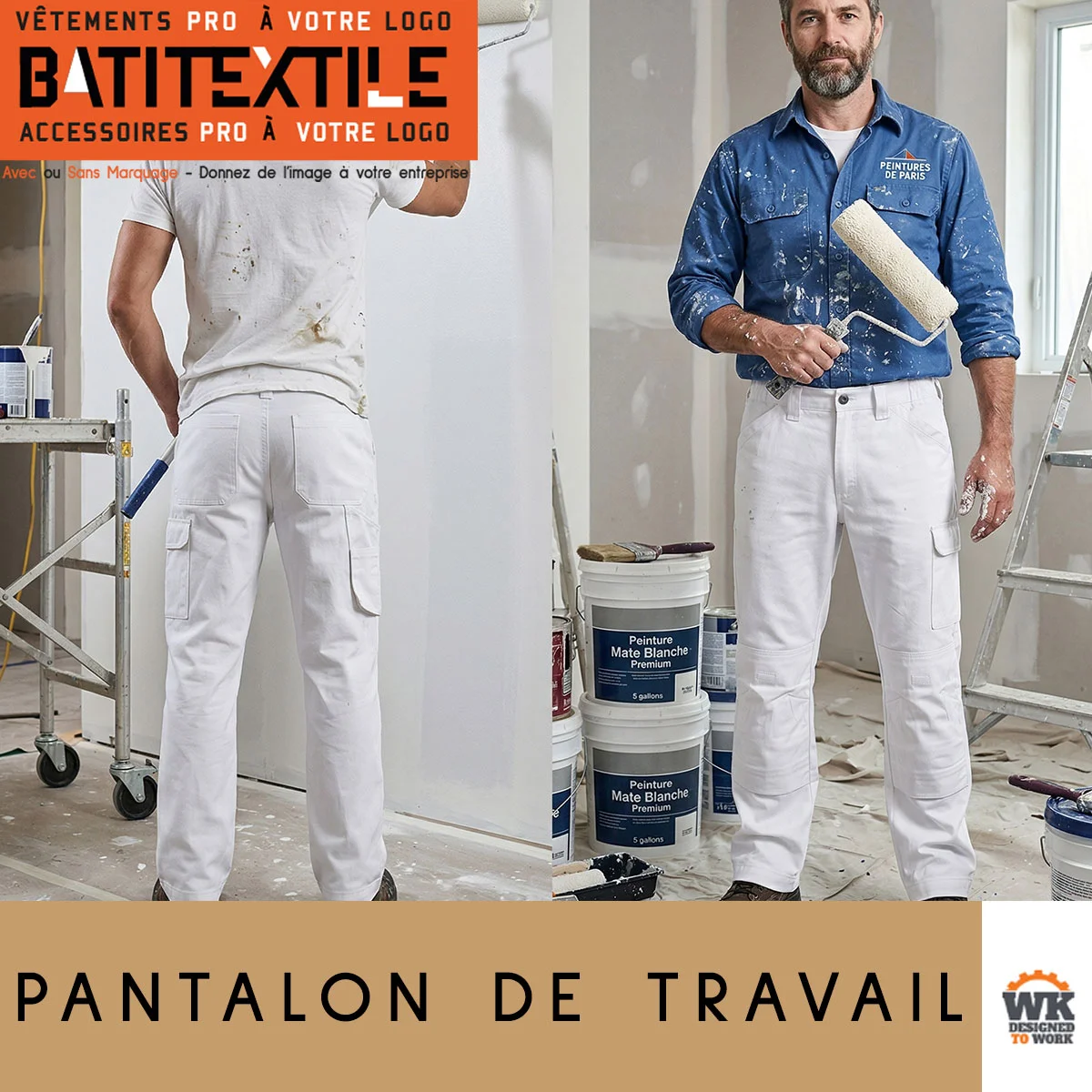 Pantalon de travail multipoches homme 310gr/m2