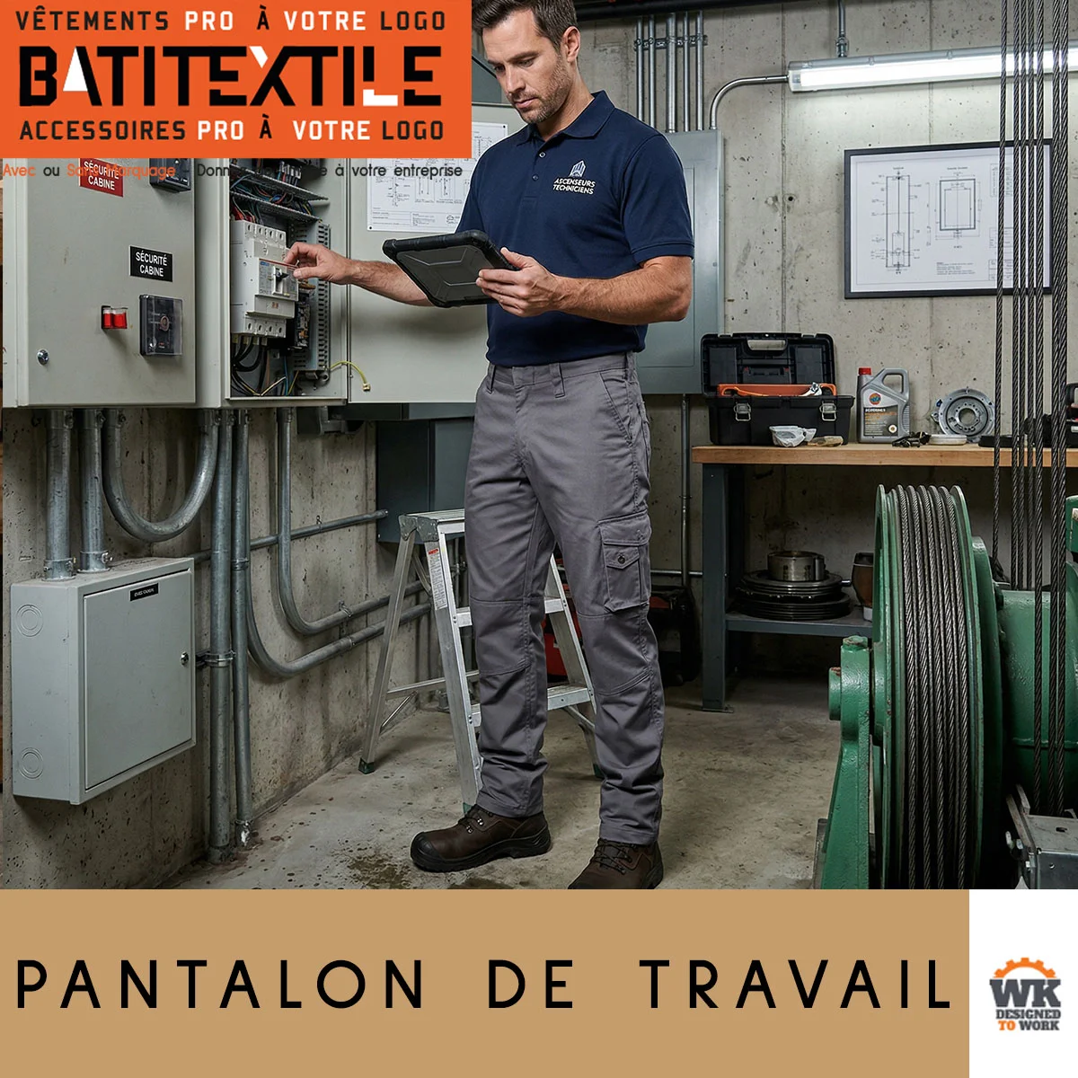 Pantalon de travail multipoches homme 255 gr/m2