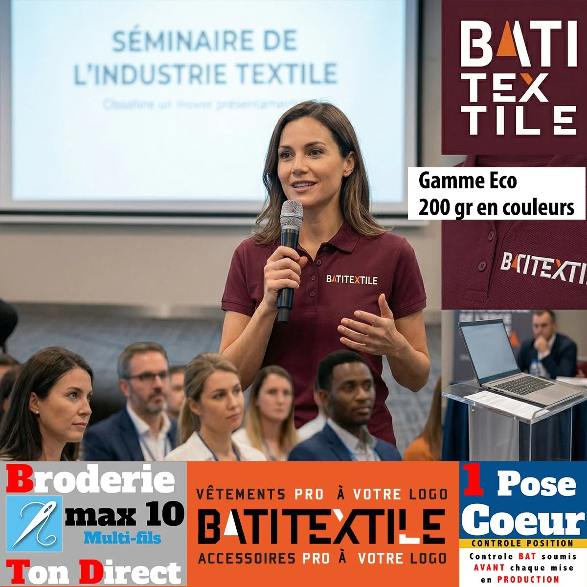 Polo coloré pour femme, coupe ajustée professionnelle BatiTextile modèle BAT221.